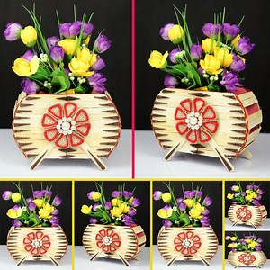 391K views · 4.7K reactions | Florero de obra maestra con palitos de helado Flower Vase Showpiece with Popsicle Sticks #Flowervase #DIY #Craft #Florero #Manualidades | Casa de manualidades | Facebook