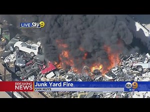 Crews Battle Junkyard Fire In Van Nuys