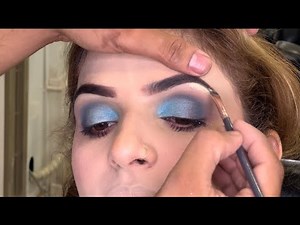Navy Glitter Smokey Eyes makeup tutorial | farah salon |