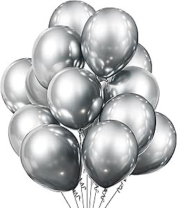 Silver Latex Balloons 12 inch 200 Pack Matte Helium Balloon for Birthday Wedding Baby Shower Party Decorations, RJQQQQQ-11