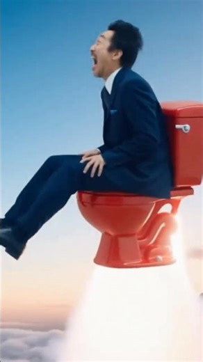 Red Toilet Rocket: He Sits Down and Blasts Higher Than Mount Fuji 😱🚽🚀