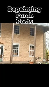 Repainted front porch posts w/ Behr Chocolate Swirl exterior paint. I sanded, then brush painted the lower 3/4 section, then used an extension pole to roll on the upper 1/4. I didn’t want to use a ladder that high up. #thenakedrancher #nakedrancher #ranch #paint #exterior #wood #column #post #behr #youcandoit #diy | The Naked Rancher