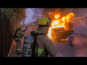LAFD Pickup Truck Fire Exposing Garage: FS72 (Woodland Hills)