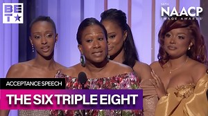 The Six Triple Eight Cast accepts the Outstanding Motion Picture Awards.Watch as they express gratitude for this groundbreaking film, which highlights the legacy of the 6888th Central Postal Directory Battalion and their unsung contributions during World War II #naacpimageawards | BET Africa