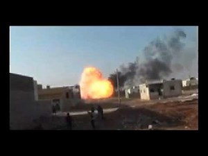 Syrian Tank Burns, Then Explodes