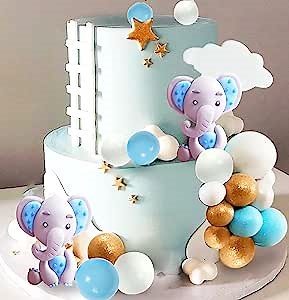 JeVenis Baby Boy Cake Decoration Elephant Cake Decoration Baby Shower Cake Decoration Baby Boy Cake Topper Little Peanut Decoration