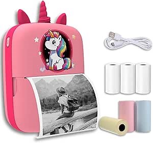 Darkant Stick Printer, Mini Thermal Printer, Portable Pocket Inkless Sticker for School Note, Photo, Bluetooth Sticker Printer Machine with Android & iOS Mobile, Pink