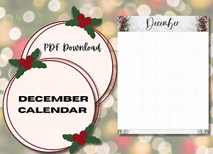December Calendar - Printable and Goodnotes Compatible! - Etsy