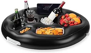Floating Drink Holder for Pool, Inflatable Pool Drink Holder Floats with 9 Holes, Hot Tub Accessories for Adults, Swimming Pool Accessories for Hot Tub, Beach and Party Decor