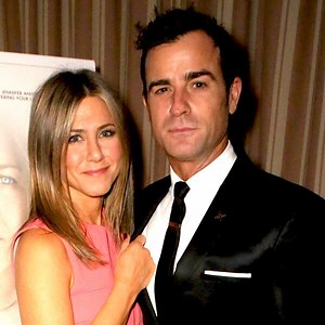 Jennifer Aniston Wears Chic Coral Mini Dress, Brings Justin Theroux to Cake Event—See the Pics!