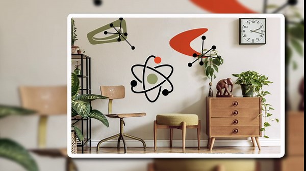Mid-Century Modern Wall Decor Sticker Set - Retro Atomic Shapes, Custom Colors