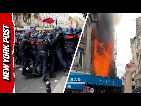 French Protestors Set Paris Restaurant on FIRE During 'Block Everything' Demonstration