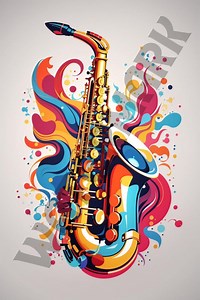 T-shirt de saxophone vibrant, art jazz audacieux (PNG) - Etsy France