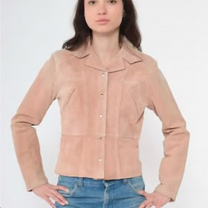 Wilsons Leather Maxima dusty Pink Suede Jacket size:LWestern Snap Button