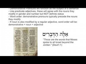 Hebrew Demonstrative Adjectives and Pronouns