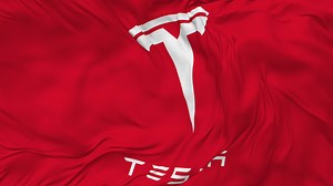 Download Tesla Inc Flag Seamless Looping Background, Looped Bump Texture Cloth Waving Slow Motion, 3D Rendering