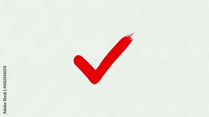 green checkmark symbol yes approve choice, Check mark brush paint style symbol animation on white background, Yes sign. Correct vote icon on white background, Check Mark Vote Yes 4k Animation.