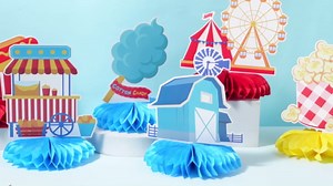 Fullhawl 9 Pcs County Fair Centerpiece Decorations State Fair Decorations Rustic Farm Party Barnyard Themed Decor Celebrations Country Fairs for Party Table Picnic or Gathering