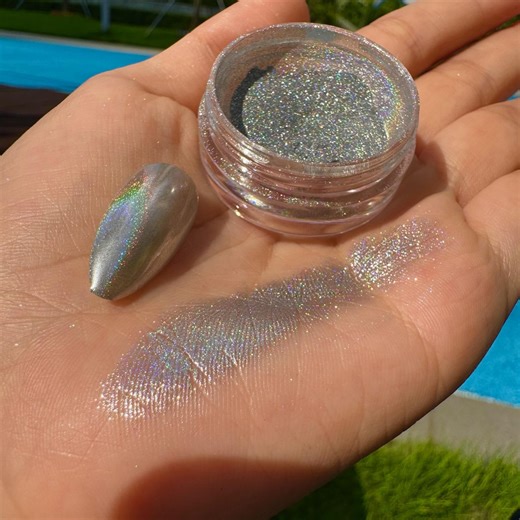 Holographic Chrome Nail Powder: Mirror Metallic Rainbow Pigment H01 - Etsy