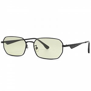 [Hot Item] Geometrical Rectangular Frame Photochromic Color Lens Reduce Glare Metal Sunglasses