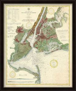0460 New York Bay And Harbor Nautical Chart 1866