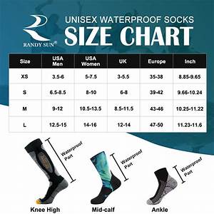 Size Guide Randy Sun Waterproof Socks