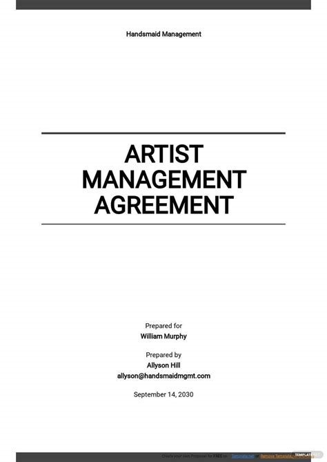 artist management agreement template nude