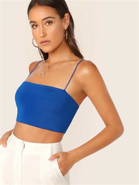 blue cropped tank top nude