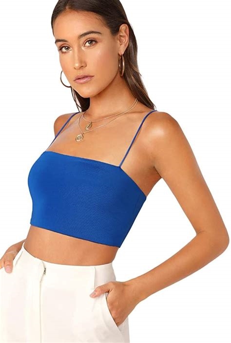 blue cropped tank top nude