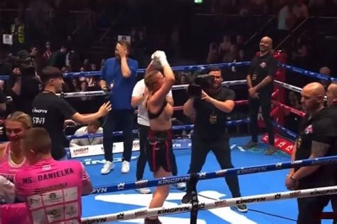 boxer flashes tits after fight nude