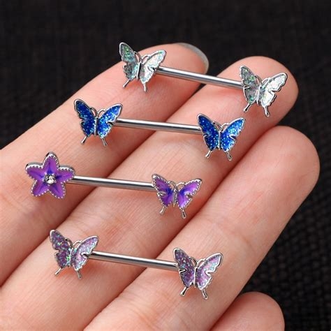 butterfly nipple ring nude
