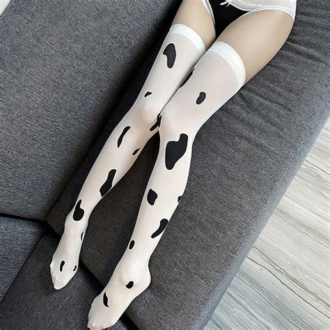 cow print thigh highs nude