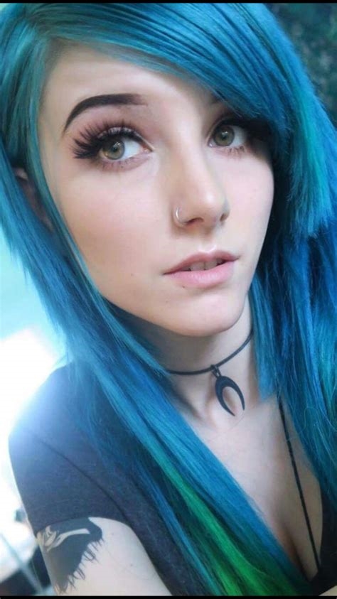 emo blue hair nude