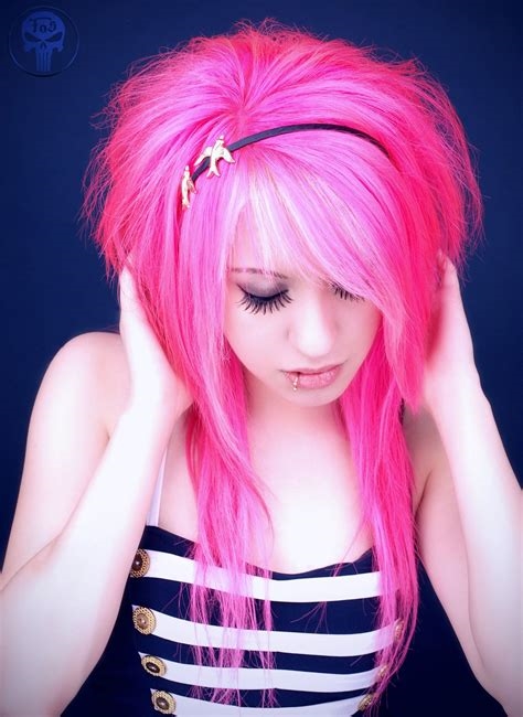 emo pink hair nude