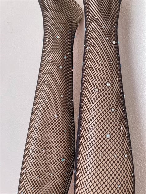 jewel fishnet tights nude