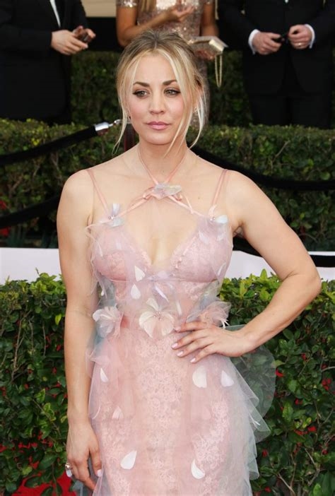 kaley cuoco in see-through dress nude