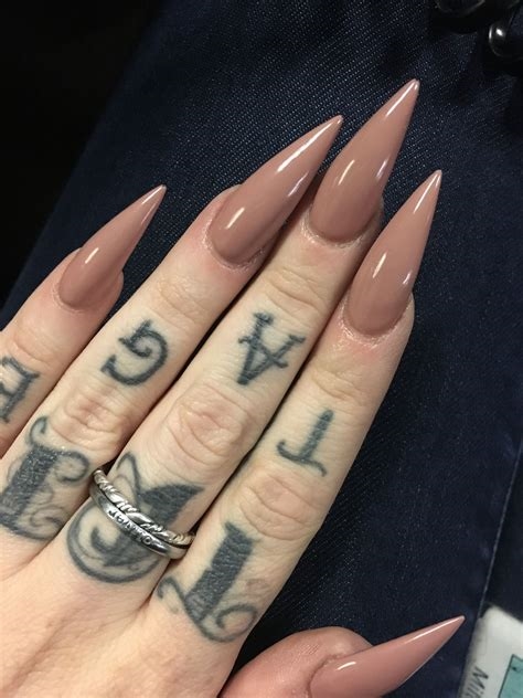 long nude stiletto nails nude