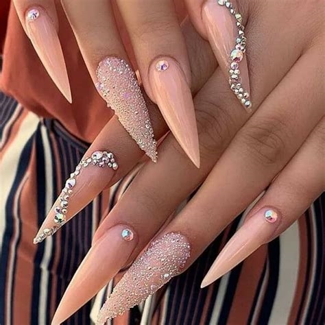 long nude stiletto nails nude