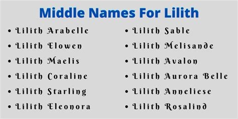middle name for lilith nude