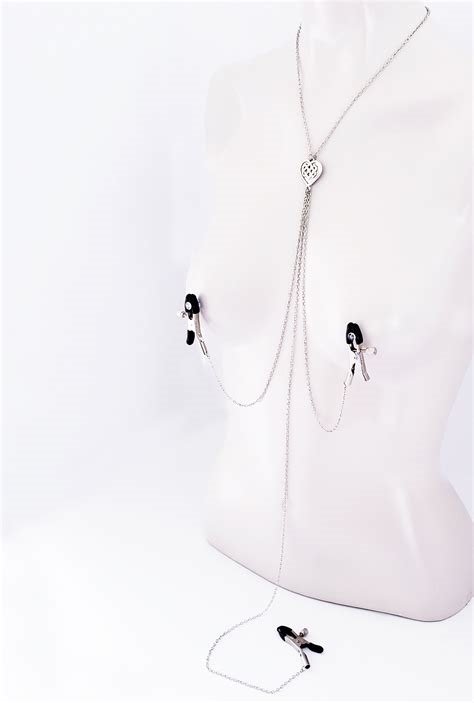 necklace with nipple clamps nude