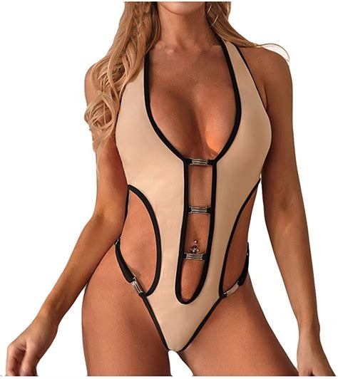 one piece crotchless nude