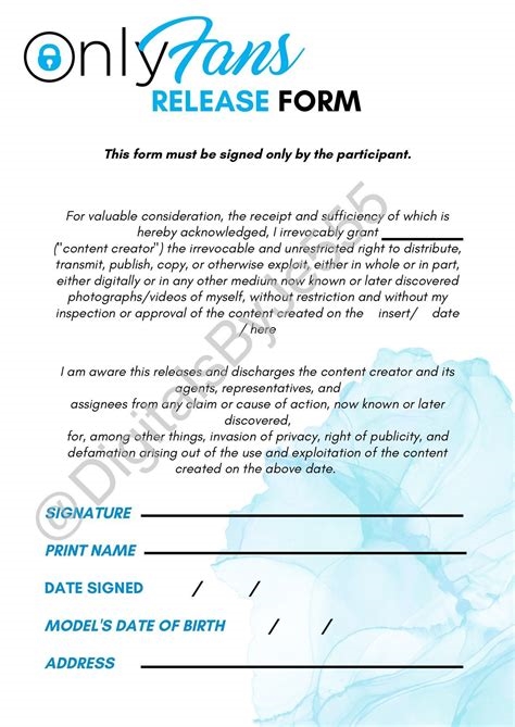 onlyfans creator release form nude