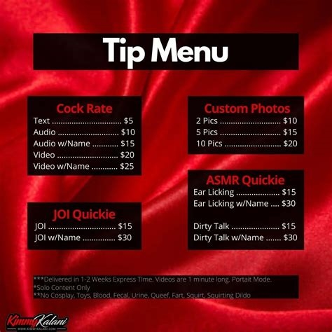 onlyfans tip menu examples nude