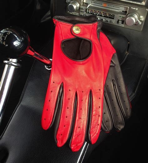 red leather driving gloves nude