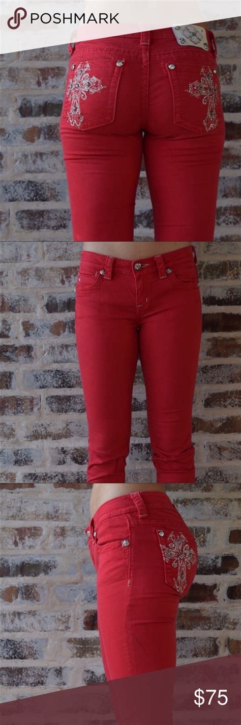 red miss me jeans nude