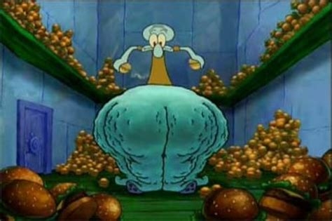 squidward after he ate all the krabby patties nude