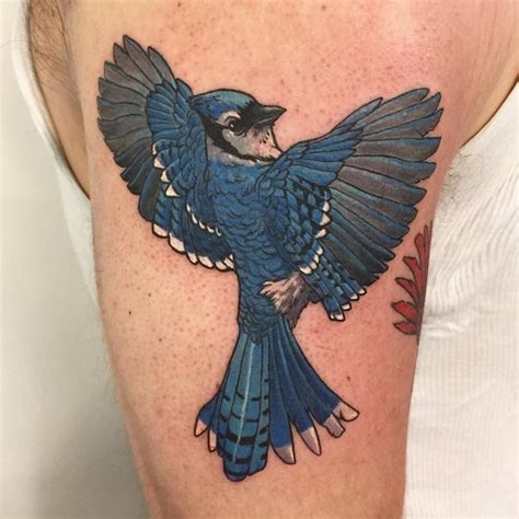 watercolor blue jay tattoo nude