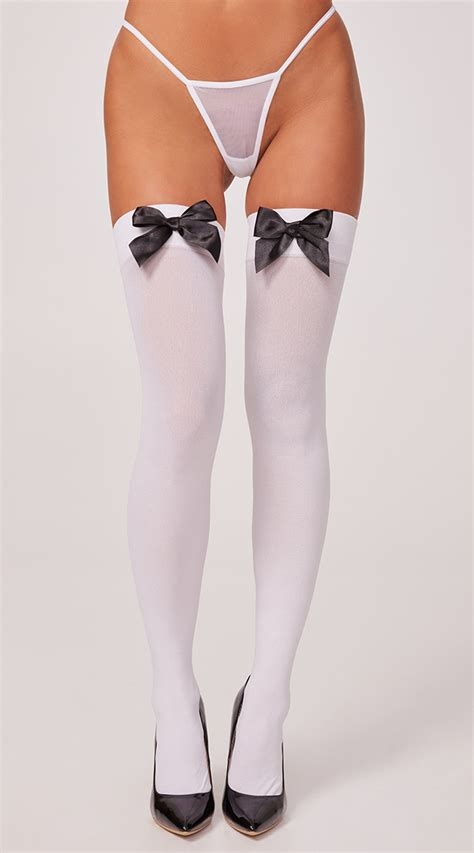 white thigh highs with bows nude