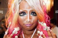 ganguro cafe nail alamy staff member shows off her