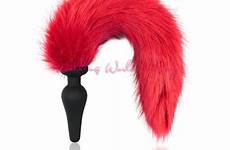 anus insert anal plug sex toys silicone stopper tail butt fox red women